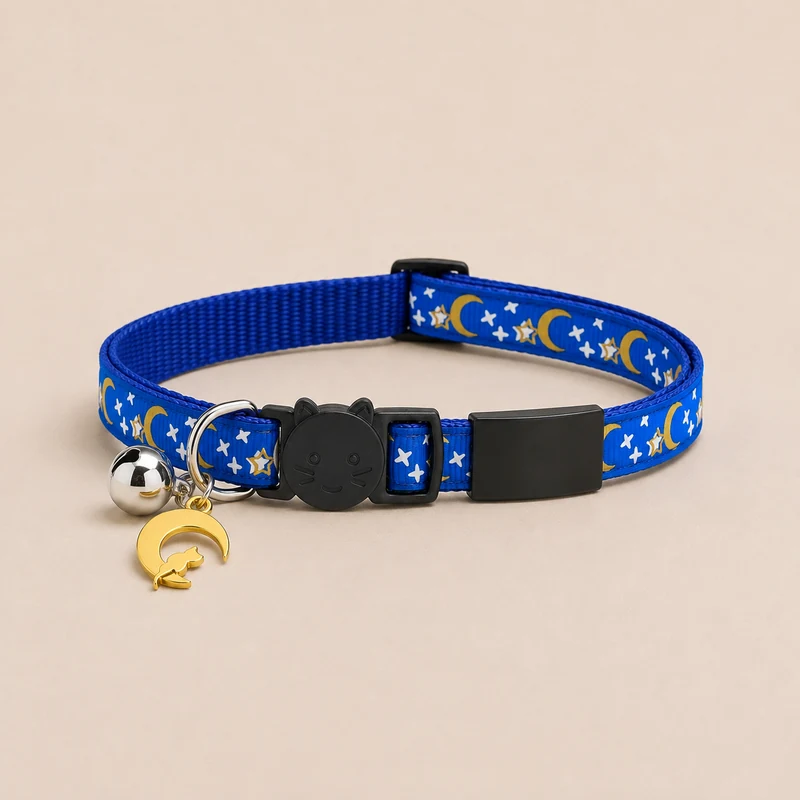 collier chat bleu, plaque noire