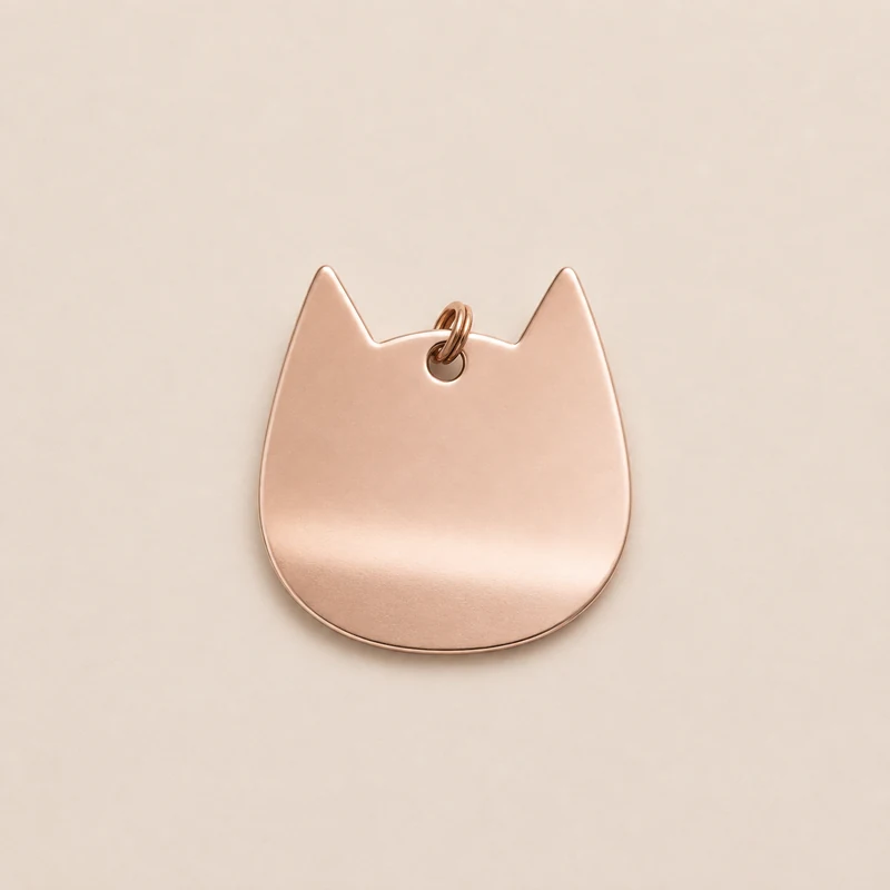médaille tête de chat, finition or rose